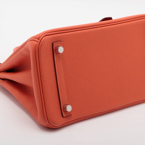 Sold out ✅ Hermes Birkin 25 Togo Orange Poppy Silver Metal - Picture 4 of 12